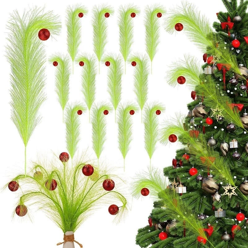 Pampas Grass Decor - Decoración Navideña de Ramas Verdes Trenzadas