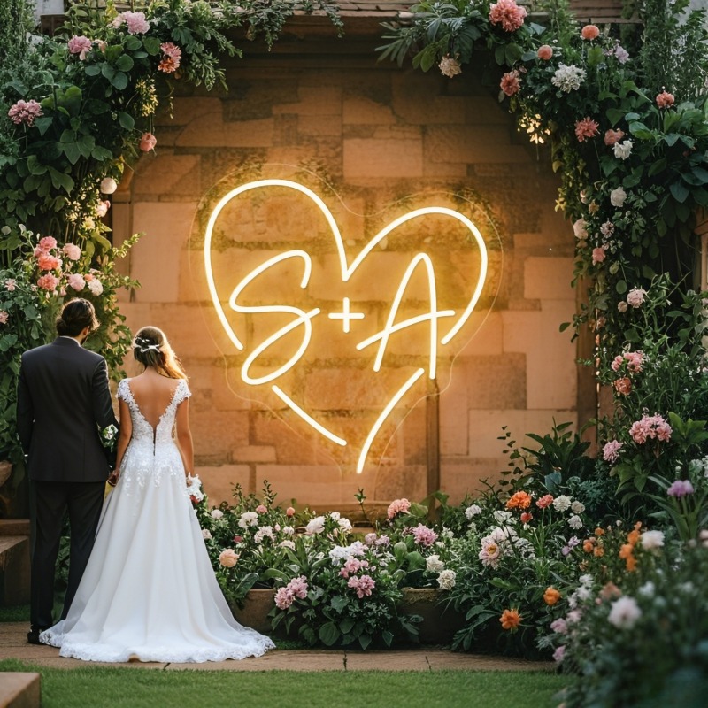 Home Decor Inspo - Letrero de neón LED con iniciales