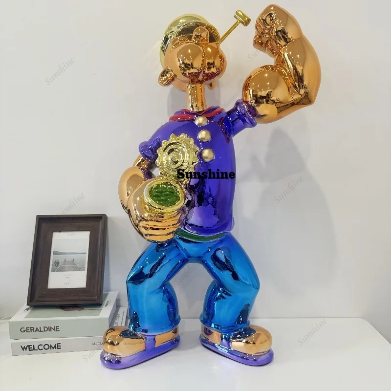 Home Decor Modern Organic - Figura de Popeye Electrochapada, Escultura Moderna