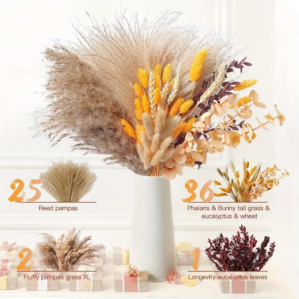 80 piezas de ramo de flores se - Pampas Grass Decor reseña y precio